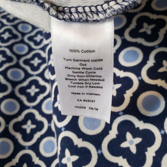 Talbots Printed Cotton Knit Shift Dress Knee Length Blue Size 3X Plus Sleeveless - Picture 9 of 9